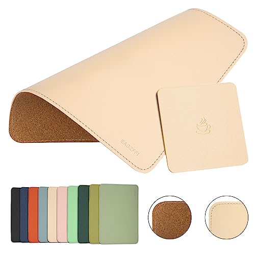 Leder-Mauspad, Holz-Mauspad, doppelseitiges Mauspad, genähte Kanten, wasserdicht, Computer-Mauspads für Laptop, Büro und Zuhause, 1 Packung, 20,3 cm 27,9 cm, Eagzffi (Aprikose) von EAGZFFI