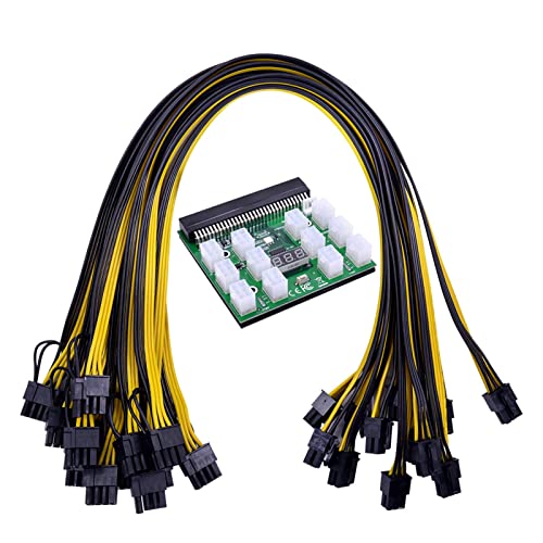 EAMOM Leistungsmodul-Breakout-Board-Kits mit 12 Stück, 17 Stück, 18 AWG, 6-polig auf 6 + 2, 8-poliges Stromkabel für HP 1200 W 750 W PSU Grafikkarte (Orange) von EAMOM