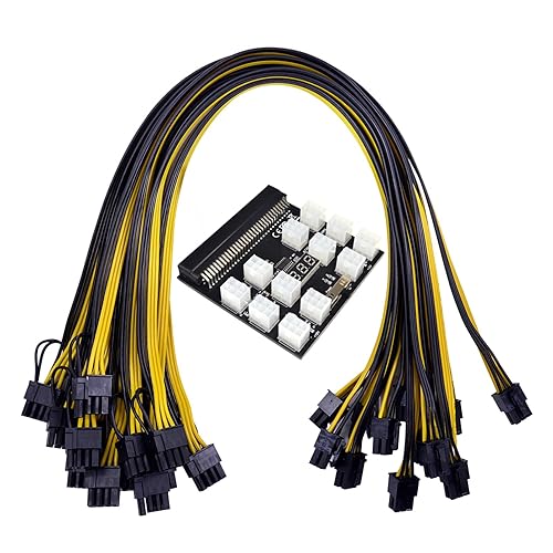 EAMOM Leistungsmodul-Breakout-Board-Kits mit 12 Stück, 17 Stück, 18 AWG, 6-polig auf 6 + 2, 8-poliges Stromkabel für HP 1200 W 750 W PSU Grafikkarte (rot) von EAMOM