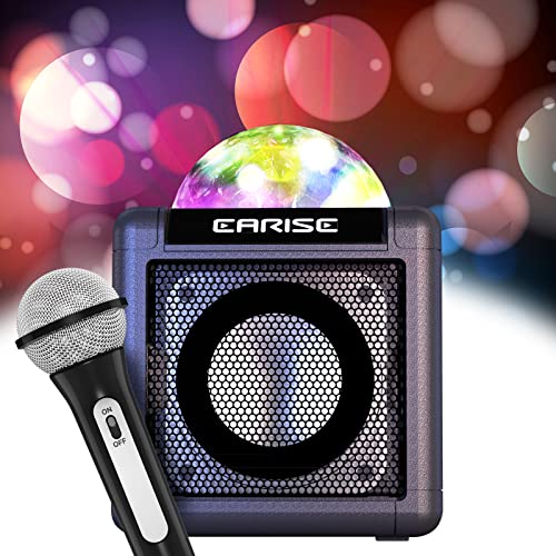 EARISE T12 Karaoke mikrofon für Kinder, Karaoke Box mit mikrofon, Karaoke Maschine Bluetooth anlage mit LED-Disco-Lichtkugel für Mädchen Jungen, AUX-in von EARISE