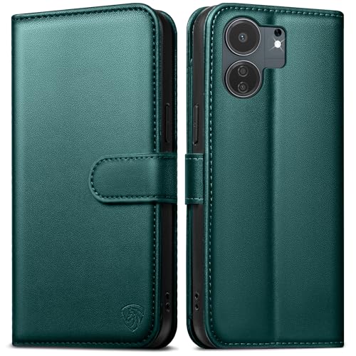 EASDNB Handyhülle für Xiaomi Redmi 13C hülle[6 Kartenfächer][RFID Blocker][Standfunktion] Klapphülle Lederhülle für Redmi 13C/Poco C65/Redmi 13 C hülle,Grün von EASDNB
