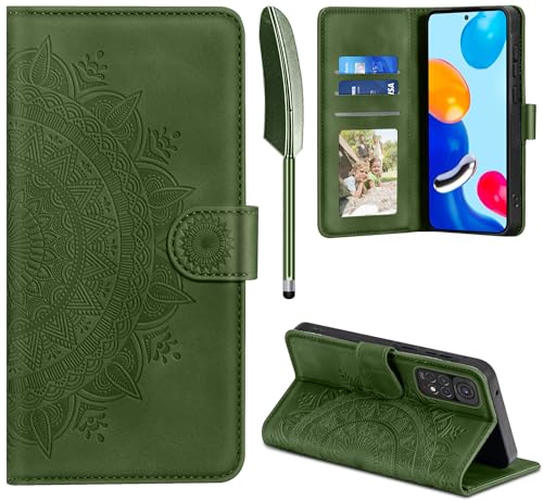 EASDNB Handyhülle für Xiaomi Redmi Note 11 Hülle Flip Wallet Premium PU Leder Tasche Case [Kartenfach] [Magnet] [Standfunktion] Klapphülle Schutzhülle für Redmi Note 11, Grasgrün von EASDNB