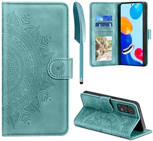 EASDNB Handyhülle für Xiaomi Redmi Note 11 Hülle Flip Wallet Premium PU Leder Tasche Case [Kartenfach] [Magnet] [Standfunktion] Klapphülle Schutzhülle für Redmi Note 11, Grün von EASDNB