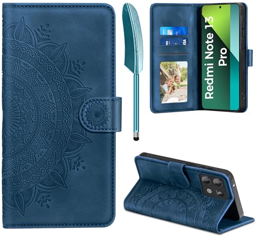 EASDNB Handyhülle für Xiaomi Redmi Note 13 Pro 5G Hülle Flip Wallet Premium PU Leder Tasche Case [Kartenfach] [Magnet] [Standfunktion] Klapphülle Schutzhülle für Redmi Note 13 Pro 5G, Dunkelblau von EASDNB