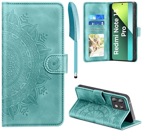EASDNB Handyhülle für Xiaomi Redmi Note 13 Pro 5G Hülle Flip Wallet Premium PU Leder Tasche Case [Kartenfach] [Magnet] [Standfunktion] Klapphülle Schutzhülle für Redmi Note 13 Pro 5G, Grün von EASDNB