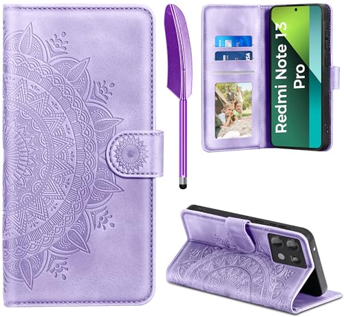 EASDNB Handyhülle für Xiaomi Redmi Note 13 Pro 5G Hülle Flip Wallet Premium PU Leder Tasche Case [Kartenfach] [Magnet] [Standfunktion] Klapphülle Schutzhülle für Redmi Note 13 Pro 5G, Hellviolett von EASDNB