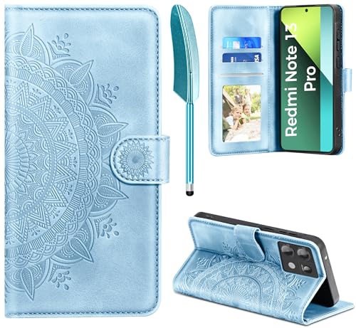 EASDNB Handyhülle für Xiaomi Redmi Note 13 Pro 5G Hülle Flip Wallet Premium PU Leder Tasche Case [Kartenfach] [Magnet] [Standfunktion] Klapphülle Schutzhülle für Redmi Note 13 Pro 5G, Himmelblau von EASDNB