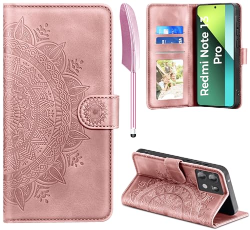 EASDNB Handyhülle für Xiaomi Redmi Note 13 Pro 5G Hülle Flip Wallet Premium PU Leder Tasche Case [Kartenfach] [Magnet] [Standfunktion] Klapphülle Schutzhülle für Redmi Note 13 Pro 5G, Rosa von EASDNB