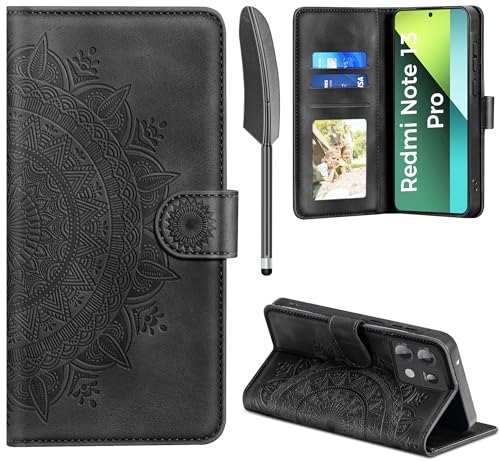 EASDNB Handyhülle für Xiaomi Redmi Note 13 Pro 5G Hülle Flip Wallet Premium PU Leder Tasche Case [Kartenfach] [Magnet] [Standfunktion] Klapphülle Schutzhülle für Redmi Note 13 Pro 5G, Schwarz von EASDNB