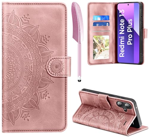 EASDNB Handyhülle für Xiaomi Redmi Note 13 Pro Plus 5G Hülle Flip Wallet PU Leder Tasche Case [Kartenfach] [Magnet] [Standfunktion] Klapphülle Schutzhülle für Redmi Note 13 Pro Plus 5G, Rosa von EASDNB