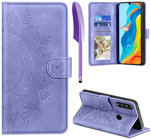 EASDNB Lederhülle für Huawei P30 Lite Hülle, Handyhülle für P30 Lite Flip Wallet PU Leder Case [Kartenfach] [Magnet] [Standfunktion] Prägung Klapphülle Schutzhülle für Huawei P30 Lite, Lila von EASDNB