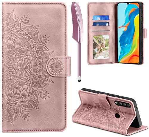 EASDNB Lederhülle für Huawei P30 Lite Hülle, Handyhülle für P30 Lite Flip Wallet PU Leder Case [Kartenfach] [Magnet] [Standfunktion] Prägung Klapphülle Schutzhülle für Huawei P30 Lite, Rosa von EASDNB