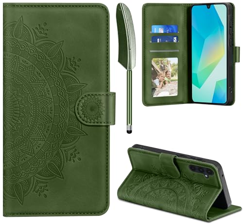 EASDNB Lederhülle für Samsung Galaxy A16 5G/4G Hülle, Handyhülle für Galaxy A16 5G Flip Wallet PU Leder Case [Kartenfach] [Magnet] [Ständer] Klapphülle Schutzhülle für Samsung Galaxy A16, Grasgrün von EASDNB