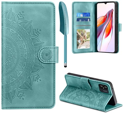 EASDNB Lederhülle für Xiaomi Redmi 12C Hülle, Handyhülle für Redmi 12C Flip Wallet PU Leder Case [Kartenfach] [Magnet] [Standfunktion] Prägung Klapphülle Schutzhülle für Redmi 12C, Grün von EASDNB
