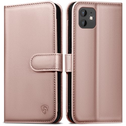 EASDNB Handyhülle für iPhone 11 Hülle iPhone 11 Klapphülle[6 Kartenfächer][RFID Blocker][Standfunktion] Klapphülle Lederhülle für iPhone 11 Stoßfeste Schutzhülle,Roségold von EASDNB