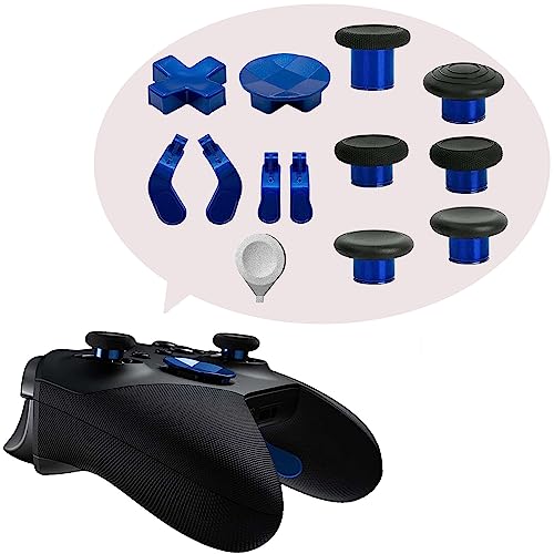 Metall-Thumbsticks Ersatzteile für Xbox One Elite Controller Serie 2, Zubehör-Sets für Xbox Series 2 Core, inklusive 6 magnetischen Swap-Joysticks, 4 Paddel, 2 D-Pads, 1 Einstellwerkzeug (blau) von EASEGMER