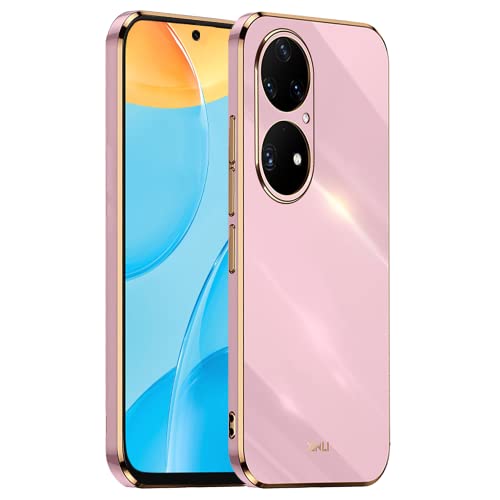 EASSGU Galvanisierter Rahmen Handyhülle für Huawei P50 Pro (6.6" Inches), Weiche TPU Silikon Schutzhülle - Violett von EASSGU