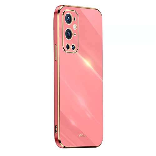 EASSGU Galvanisierter Rahmen Handyhülle für OnePlus 9 Pro (6.7" Inches), Weiche TPU Silikon Schutzhülle - Rot von EASSGU