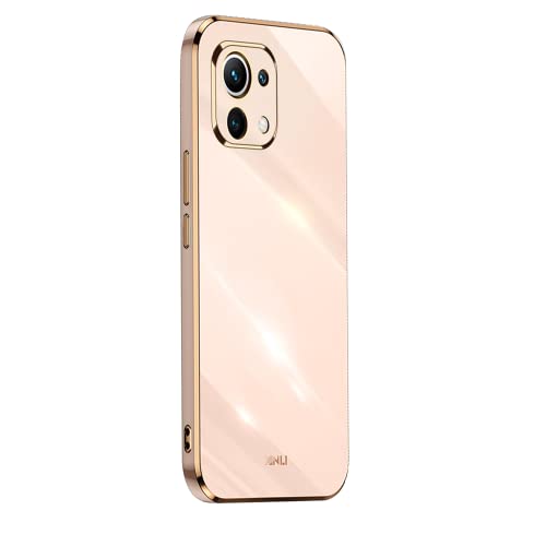 EASSGU Galvanisierter Rahmen Handyhülle für Xiaomi MI 11 Lite / 11 Lite 5G / 11 Lite 5G NE (6.55" Inches), Weiche TPU Silikon Schutzhülle - Rosa von EASSGU