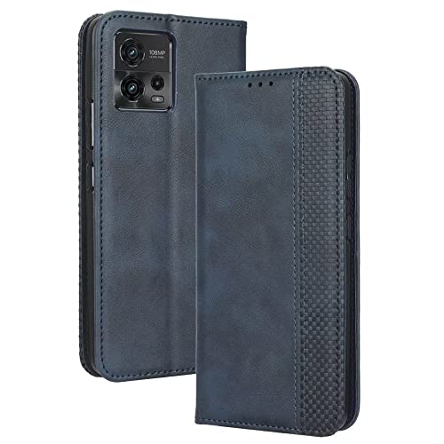 EASSGU Handyhülle für Motorola Moto g72 (6.55" Inches) Flip Folio PU Leder Magnetschalter Schutzhülle, [3 Kartenfach] [1 Wallet] Stand Case - Blau von EASSGU