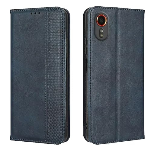 EASSGU Handyhülle für Samsung Galaxy XCover7 (6.6" Inches) Flip Folio PU Leder Magnetschalter Schutzhülle, [3 Kartenfach] [1 Wallet] Stand Case - Blau von EASSGU