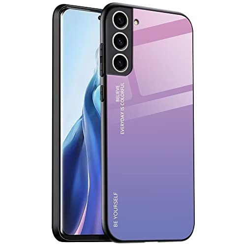 EASSGU Hülle Geeignet für Samsung Galaxy S23 (6.1" Inches), Rückseite aus Glas mit Farbverlauf, Anti Drop und Anti Scratch Handyhülle - Pink Lila von EASSGU