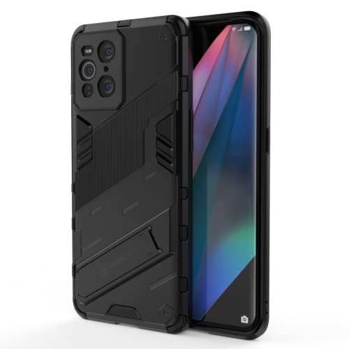 EASSGU Hülle für Oppo Find X3 Pro (6.7" Inches), mit Kickstand PC Silikon Stoßfester Armor Handyhülle - Schwarz von EASSGU