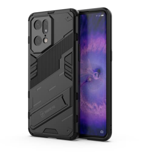 EASSGU Hülle für Oppo Find X5 Pro (6.7" Inches), mit Kickstand PC Silikon Stoßfester Armor Handyhülle - Schwarz von EASSGU