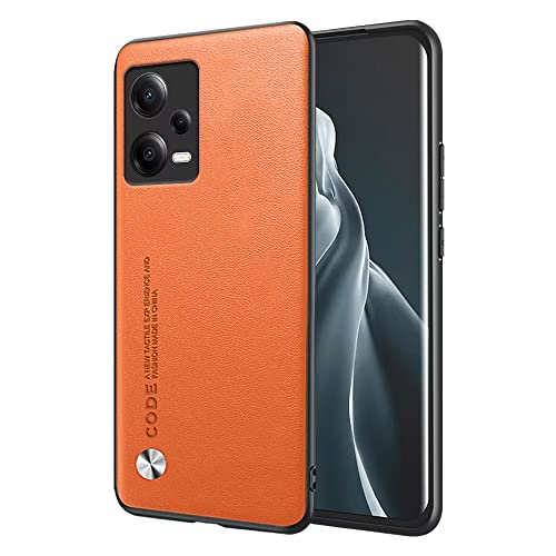 EASSGU Hülle für Poco X5 5G / Redmi Note 12 5G (6.67" Inches) Handyhülle im Business Stil mit PU Lederrückseite - Orange von EASSGU