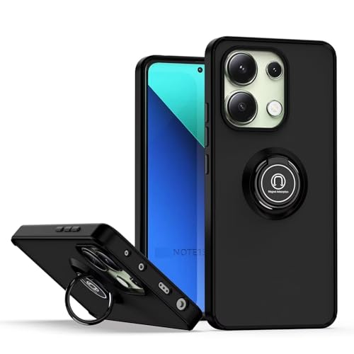 EASSGU Hülle für Redmi Note 13 4G (6.67" Inches), Ringständer Klare Schutzhülle, Stoßfeste, tropfenfeste TPU Silikon Stoßfänger Telefonhülle - Schwarz von EASSGU