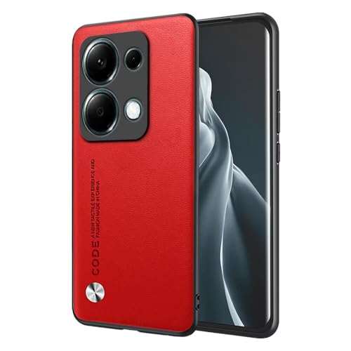 EASSGU Hülle für Redmi Note 13 Pro 4G / Poco M6 Pro 4G (6.67" Inches) Handyhülle im Business Stil mit PU Lederrückseite - Rot von EASSGU