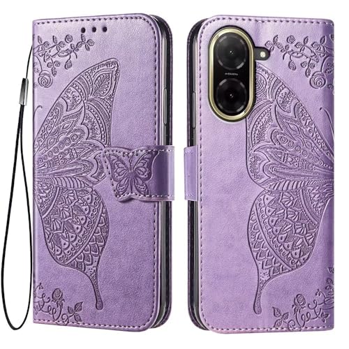 EASSGU Leder Handyhülle für Redmi A5 4G (Dimension Size 173.3x79.4x8.26mm) (6.88" Inches) Flip-Folio Magnetische Hülle mit 3 Kartenfach, 1 Wallet, Sturzfeste, Kratzfeste Case - Helles Lila von EASSGU