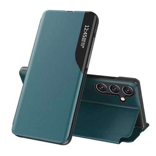 EASSGU Leder Hülle für Samsung Galaxy A56 5G (6.7" Inches) Seitenfenster Flip Halter PU Leder Handyhülle, Kratzfest, Stoßfest Schützend Case - Grün von EASSGU