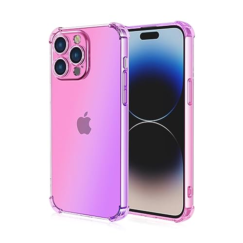 EASSGU TPU Silikon Handyhülle für Smartphone, Compatible with iPhone 15 Pro Max (6.7" Inches), Durchsichtig Farbverlauf Case, Anti Drop und Anti Scratch Schutzhülle - Pink Lila von EASSGU