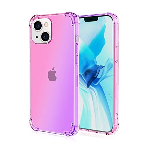 EASSGU TPU Silikon Handyhülle für iPhone 13 (6.1" Inches), Durchsichtig Farbverlauf Case, Anti Drop und Anti Scratch Schutzhülle - Pink Lila von EASSGU