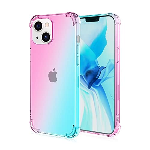EASSGU TPU Silikon Handyhülle für iPhone 13 (6.1" Inches), Durchsichtig Farbverlauf Case, Anti Drop und Anti Scratch Schutzhülle - Rosa Grün von EASSGU