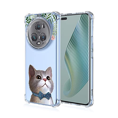 EASSGU TPU Silikon Hülle für Honor Magic5 Pro 5G (6.81" Inches), Durchsichtig Farbmalerei Muster Case, Anti Drop und Anti Scratch Schutzhülle - Katze 1 von EASSGU
