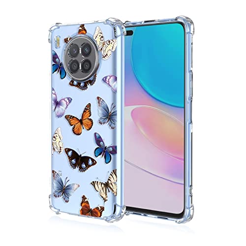 EASSGU TPU Silikon Hülle für Huawei Nova 8i / Honor 50 Lite (6.67" Inches), Durchsichtig Farbmalerei Muster Case, Anti Drop und Anti Scratch Schutzhülle - Schmetterling von EASSGU