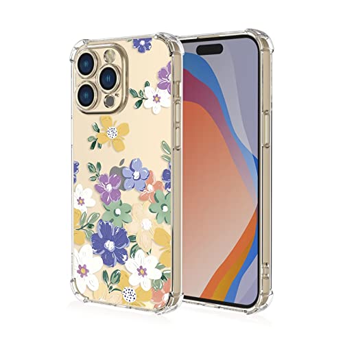 EASSGU TPU Silikon Hülle für iPhone 14 Pro (6.1" Inches), Durchsichtig Farbmalerei Muster Case, Anti Drop und Anti Scratch Schutzhülle - Blumen 4 von EASSGU