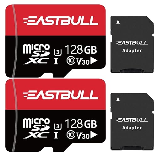 EASTBULL U3 SDXC Mini-SD-Karten (128 GB, U3, 64 GB, U3, SD-Karten-Packung, UHS-I, Klasse 10, V30, 95 MB/s, 2 Stück) von EASTBULL