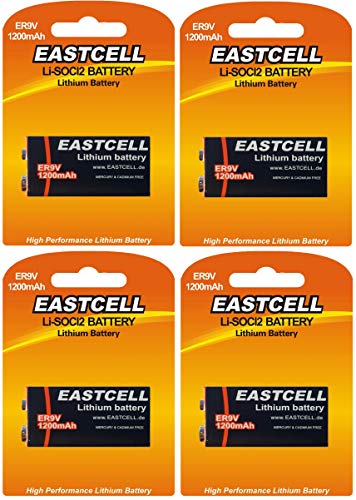 4 x ER9V 9V Block (1200 mAh) Lithium Langzeitbatterie Rauchmelder EINWEG (4 Batterien EASTCELL) FBA von EASTCELL
