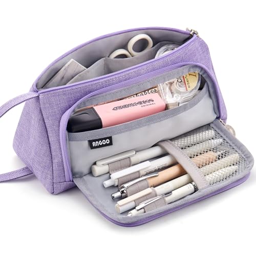 EASTHILL Federmäppchen mit grossem Fassungsvermögen Mäppchen Schreibwarenbeutel Bleistift Beutel für Middle High School College Office Studentin Mädchen Erwachsener Teenager Geschenk -Violett von EASTHILL