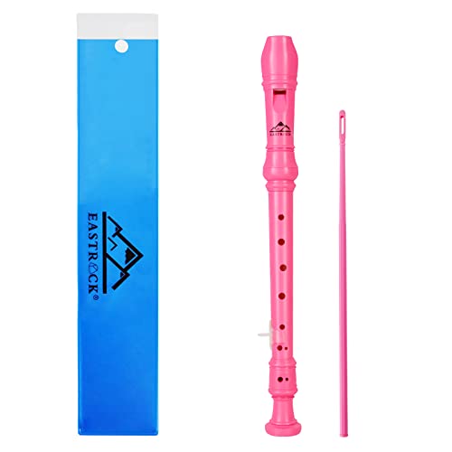 EASTROCK Blockflöte Diskant Sopranblockflöte, C Key Blockflöte deutsches 3-teiliges Blockflöteninstrument für Anfängern ，Rosa von EASTROCK