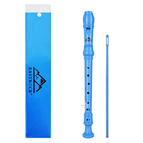 EASTROCK Blockflöte Diskant Sopranblockflöte, C Key Blockflöte deutsches 3-teiliges Blockflöteninstrument für Kinder，Blau von EASTROCK