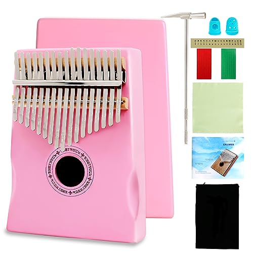 EASTROCK Kalimba 17-Keys Daumenklavier mit Kalimba DaumenklavierLehrbuch mit Stimmhammer Marimbas für Anfänger Kinder mit Erwachsener Professionelle Thumb Piano Musikinstrument (Rosa Mahagoni) von EASTROCK