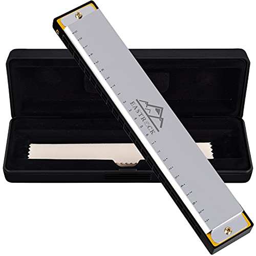 EASTROCK Mundharmonika C-Dur Harmonica mit Box 24-Loch Muntamonika für Student, Fortgeschrittene und Anfänger Silber und Schwarz (24 Löcher, Silber)… von EASTROCK