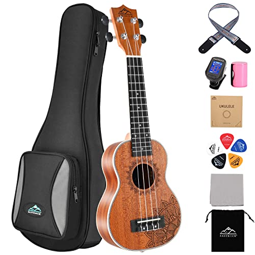 EASTROCK Ukalale Sopran-Ukulele, 53,3 cm, für Anfänger, Set mit digitalem Stimmgerät, Gurt, Plektrum, Saiten, Sandhammer, Reinigungstuch und strapazierfähigem, gepolstertem Gigbag-Set, 13-in-1 EASTROCK Ukalale Sopran-Ukulele, 53,3 cm, für Anfänger, Set mit digitalem Stimmgerät, Gurt, Plektrum, Saiten, Sandhammer, Reinigungstuch und strapazierfähigem, gepolstertem Gigbag-Set, 13-in-1 von EASTROCK