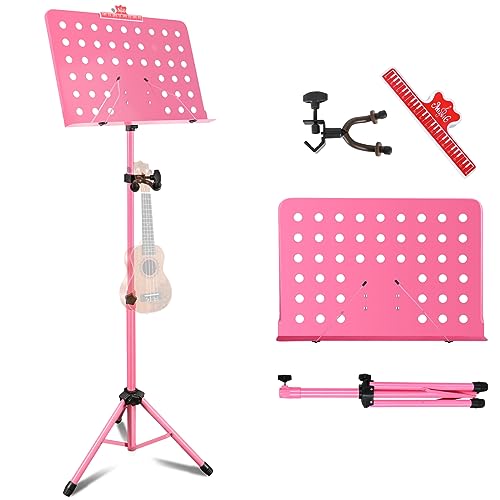 EASTROCK ausziehbarer Notenständer und verstellbarer 2-in-1-Tischnotenständer (Rosa) von EASTROCK