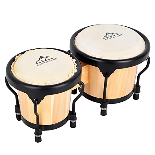 EastRock Bongo-Trommel-Set,4” and 5” für Erwachsene, Kinder, Anfänger, Profis, stimmbare Holz- und Metalltrommel-Schlaginstrumente mit Stimmschlüssel von EASTROCK