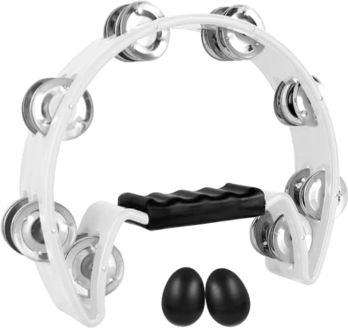 EastRock Tambourine Half Moon Tamburin Hand Halbmondförmiges Schellenring mit 16 verchromte Schellen für Aldult Anfänger Student von EASTROCK
